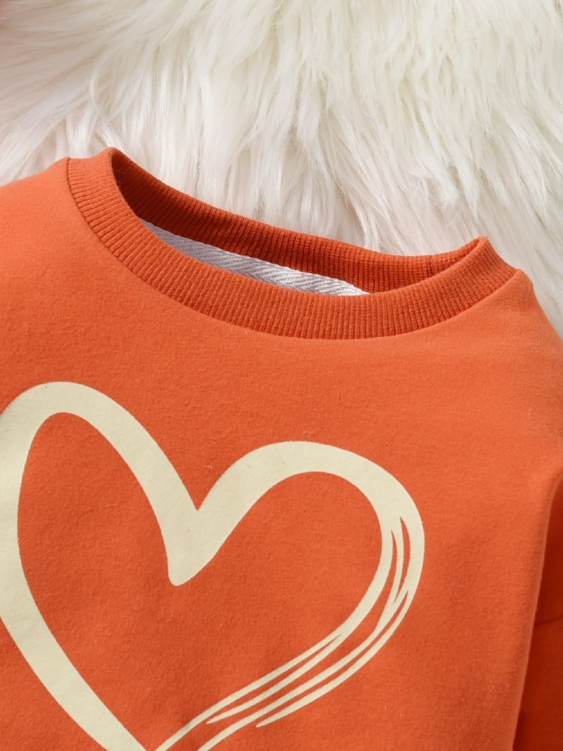 Høst Vinter Ny Jenter Love Print Crew Neck Sweatshirt