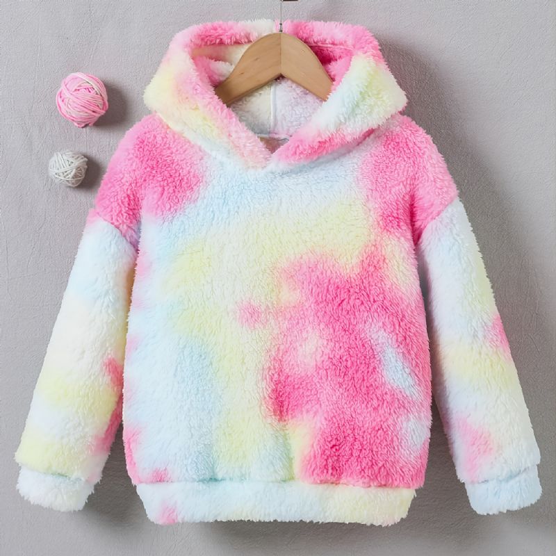 Jenter Casual Fleece Thermal Sweatshirt Langermet Tie Dye Overdeler Til Vinter