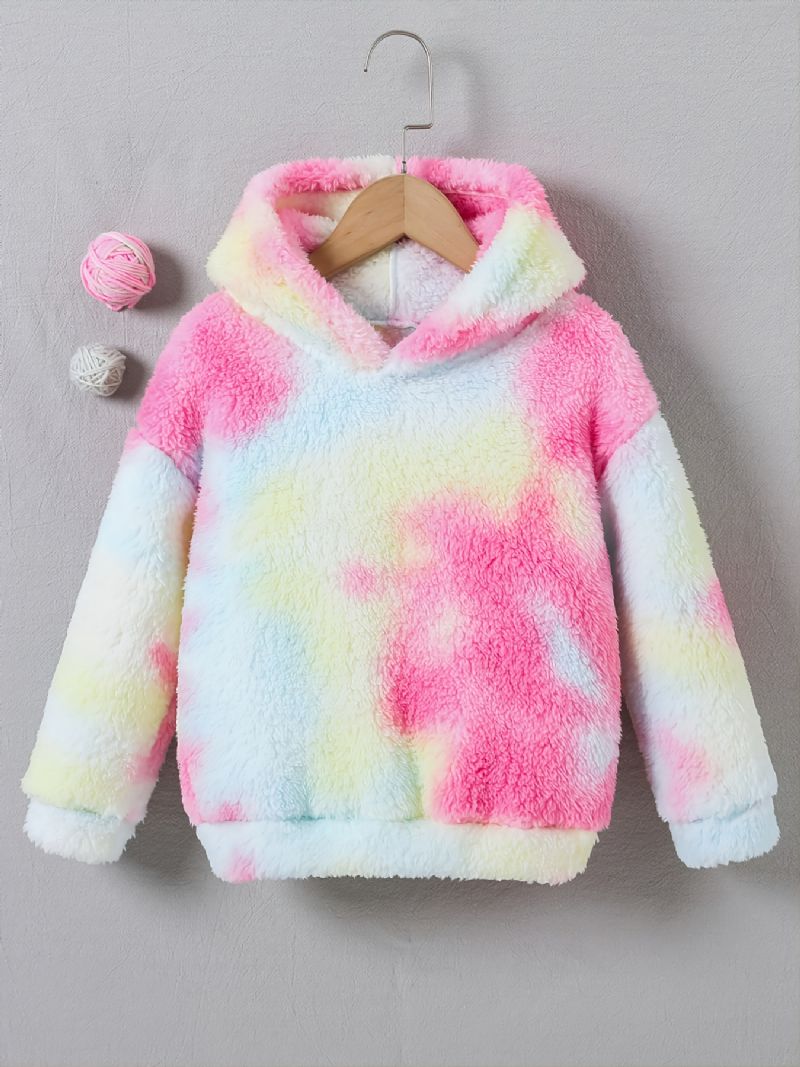 Jenter Casual Fleece Thermal Sweatshirt Langermet Tie Dye Overdeler Til Vinter