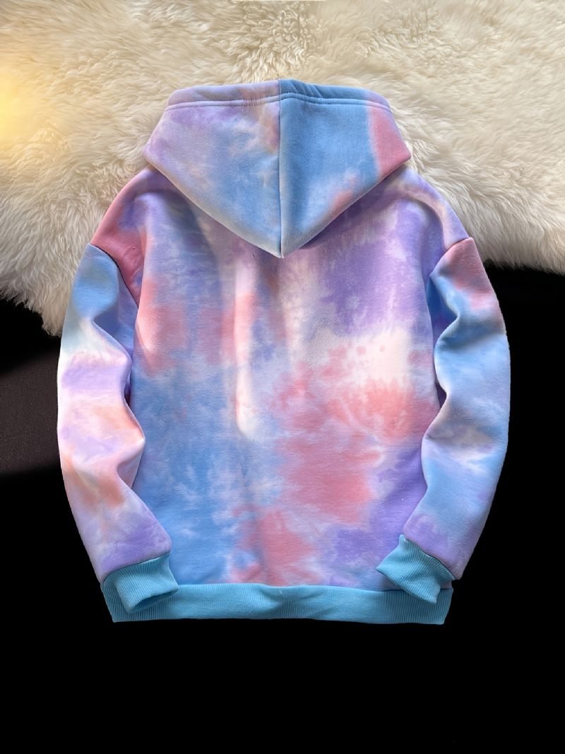 Jenter Fleece Tie Dye Hettegenser Barneklær Med Tegneserietrykk