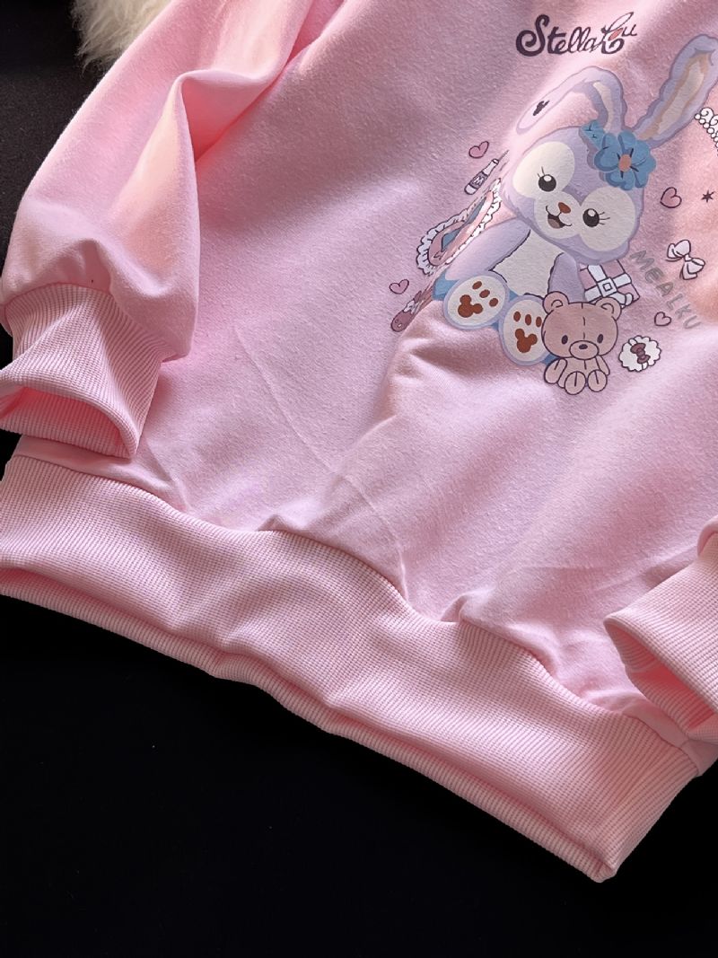 Jenter Pullover Cute Rabbit Print Langermet Sweatshirt Topper Barneklær