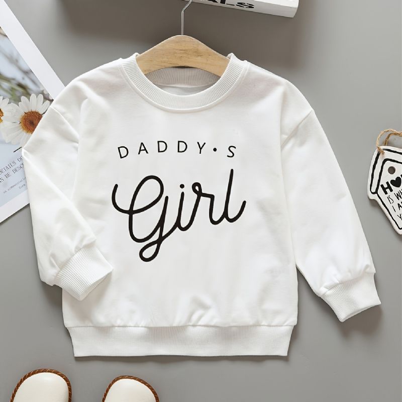 Jenter Pullover Daddy's Jent Letter Print Rund Hals Langermet Sweatshirt