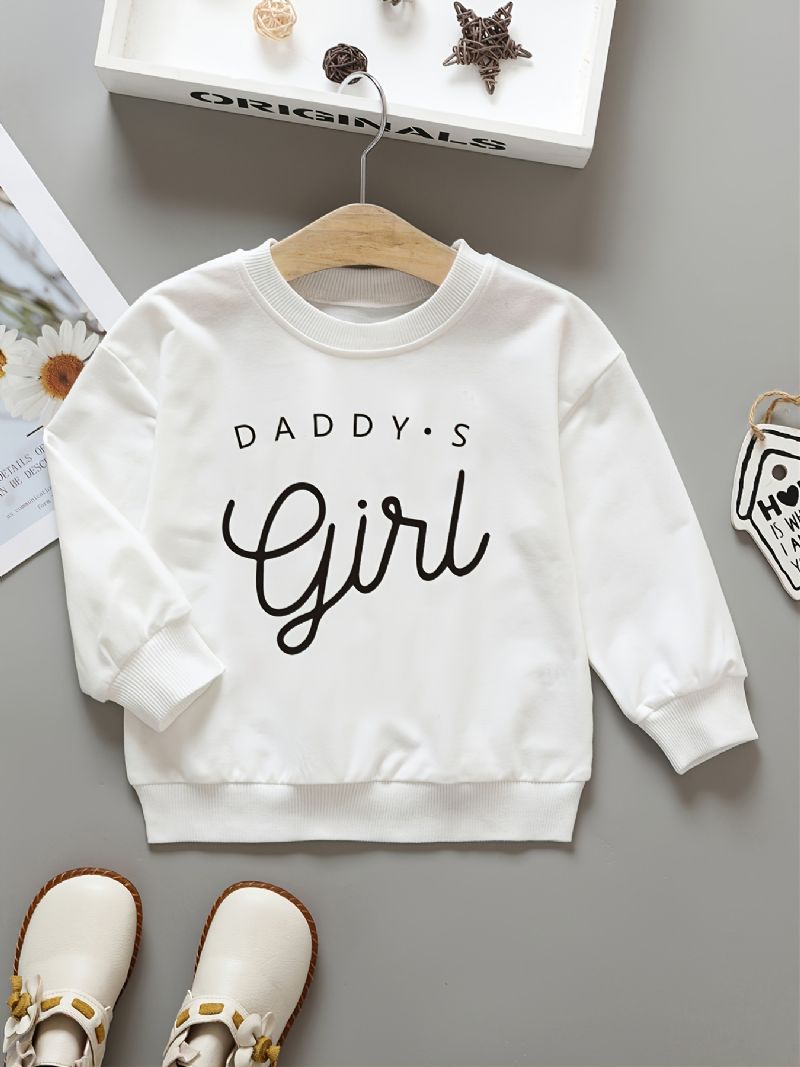 Jenter Pullover Daddy's Jent Letter Print Rund Hals Langermet Sweatshirt