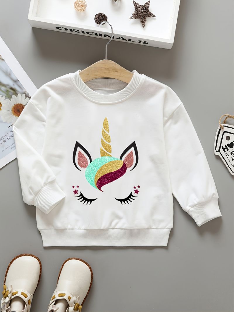 Jenter Sweatshirt Unicorn Print Rundhals Langermet