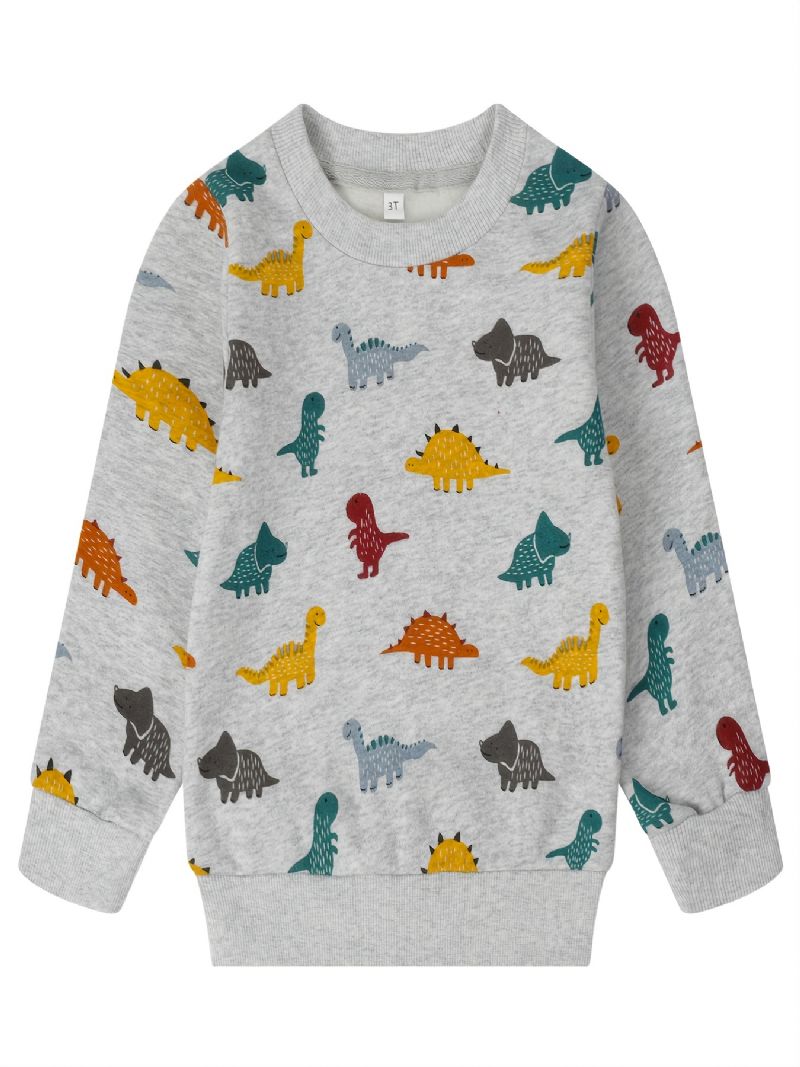 Popshion Autumn Winter Guttens' Casual Dinosaur Print Crew Neck Sweatshirt