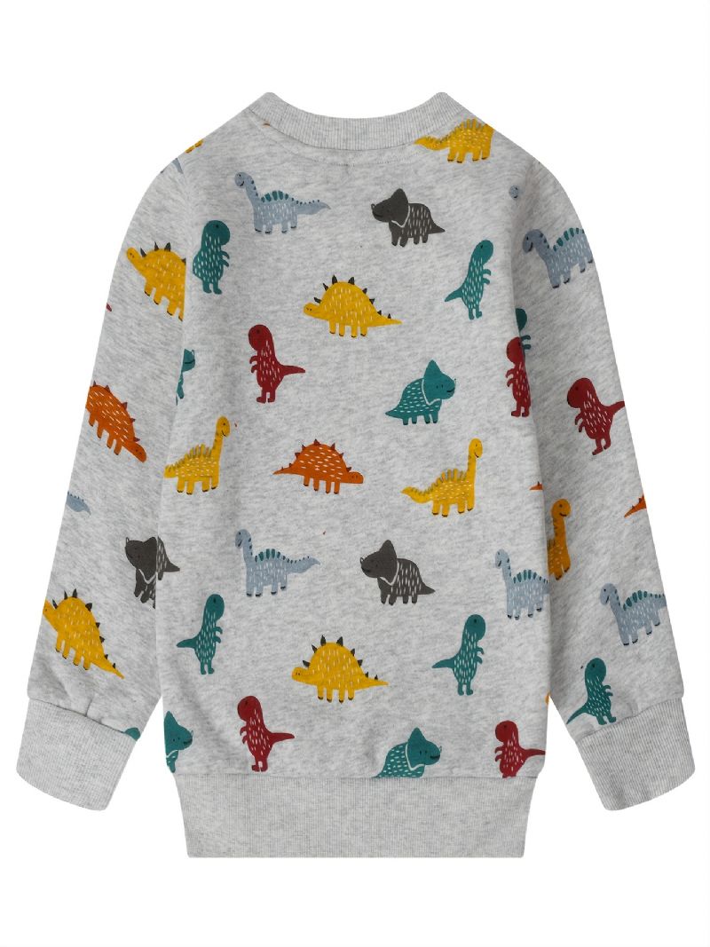 Popshion Autumn Winter Guttens' Casual Dinosaur Print Crew Neck Sweatshirt