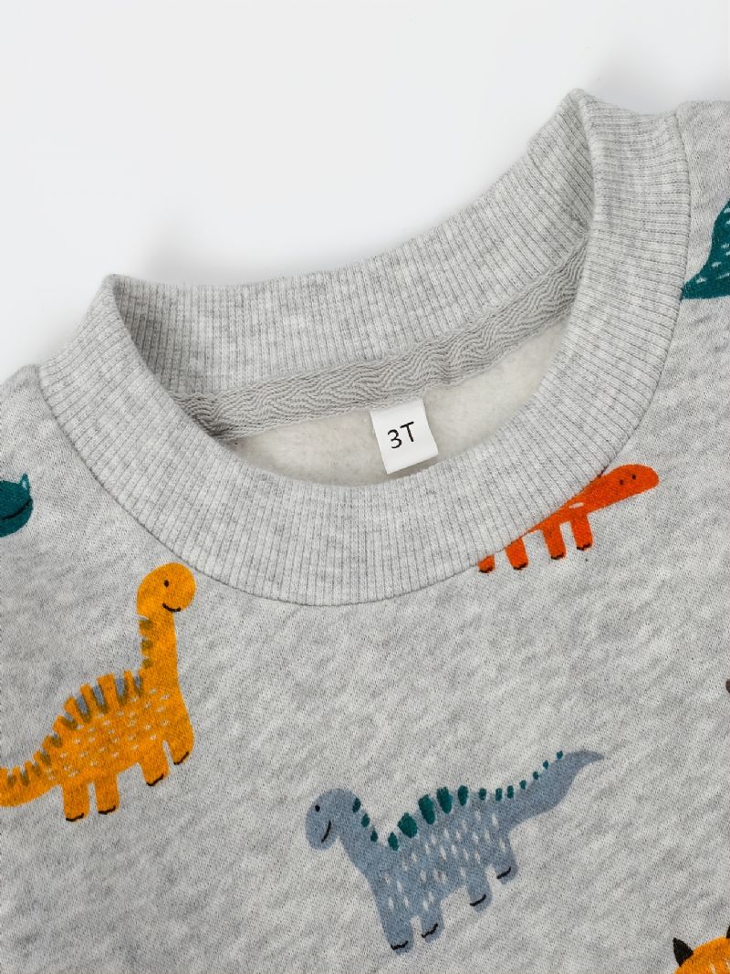 Popshion Autumn Winter Guttens' Casual Dinosaur Print Crew Neck Sweatshirt