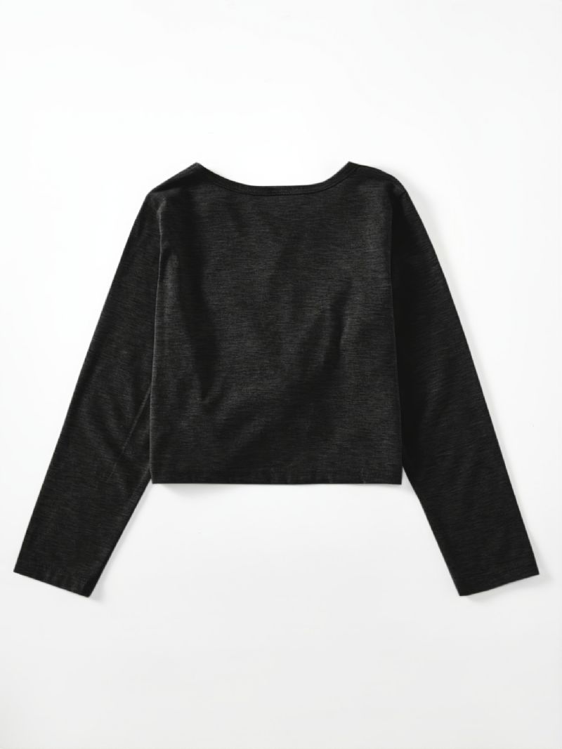 Short Crop Top Sweatshirt For Jenter Uformell Langermet Skjorte Bluse T-skjorte