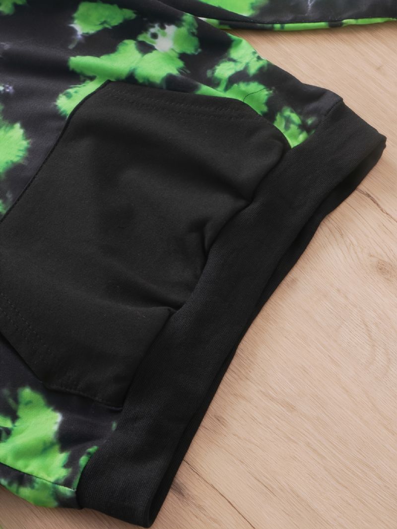 Småbarn Baby Gutter Tie Dye Trykt Langermet Sweatshirt Hettegenser Topper Bukser