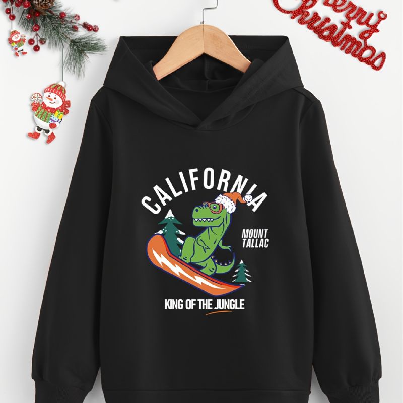 Småbarn Gutter Dinosaur Print Hoodie Langermet Pullover Sweatshirt Høst Vinter