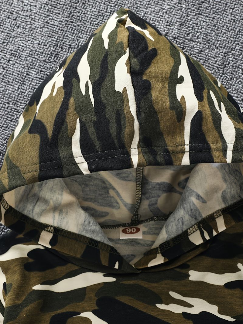 Småbarn Gutter Langermet Camouflage Hoodie Bukser Antrekk