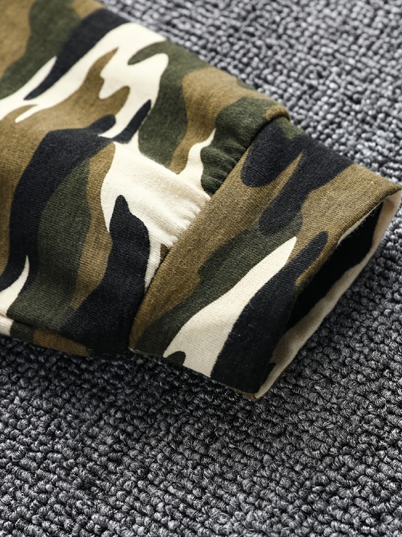 Småbarn Gutter Langermet Camouflage Hoodie Bukser Antrekk