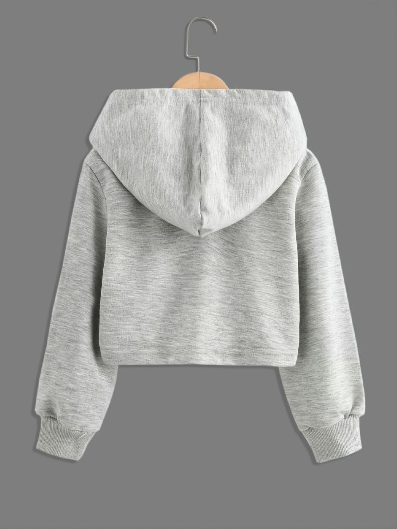 Sweatshirt Med Hettegenser For Jenter Søt Mønster Casual Crop