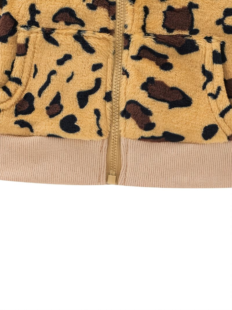 Baby Plysj Leopardprint Glidelåsvest