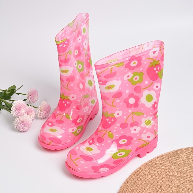 Jenter Color Cute Polka Dot Outdoor Sklisikker Lett Slip On Pvc Regnstøvler