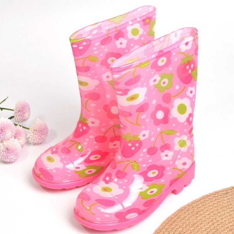 Jenter Color Cute Polka Dot Outdoor Sklisikker Lett Slip On Pvc Regnstøvler