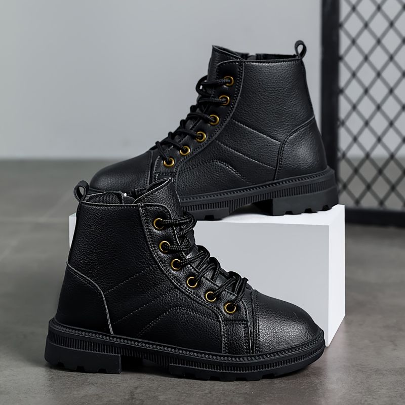 Jenter Støvler Med Myke Såler Lær Side Zip Combat Boots