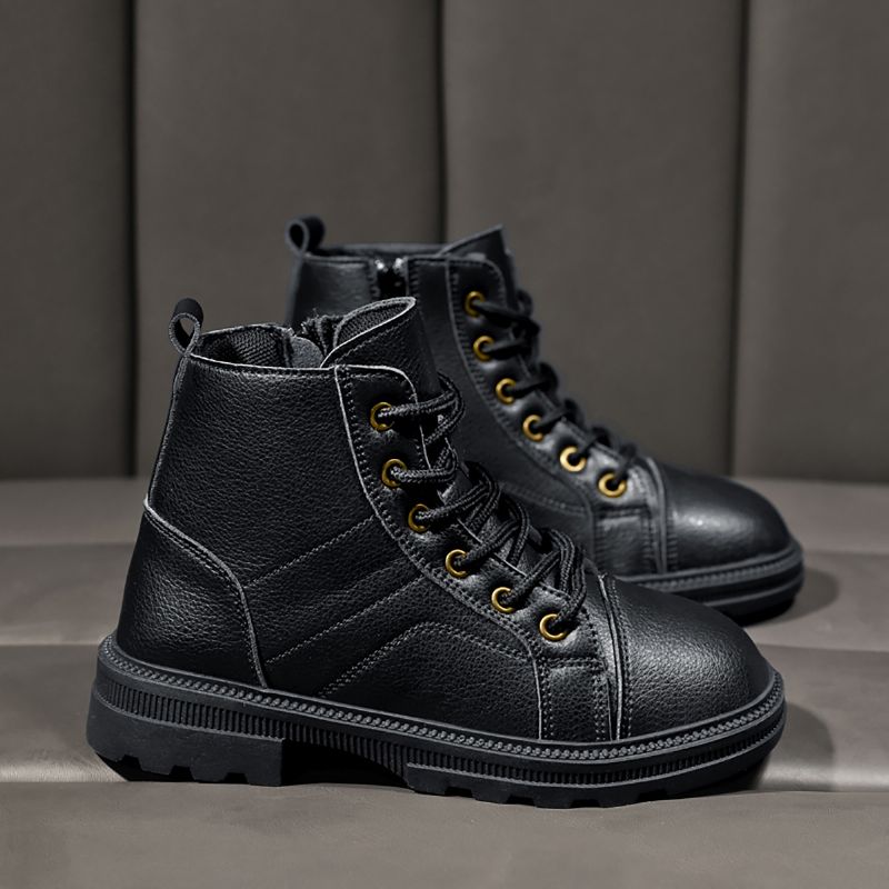 Jenter Støvler Med Myke Såler Lær Side Zip Combat Boots