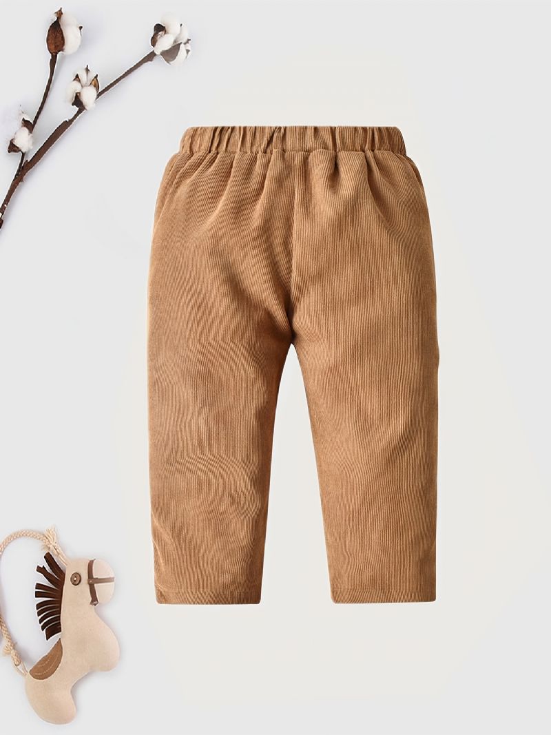 Baby Gutter Bukser Elastisk Midje Solid Corduroy Barneklær