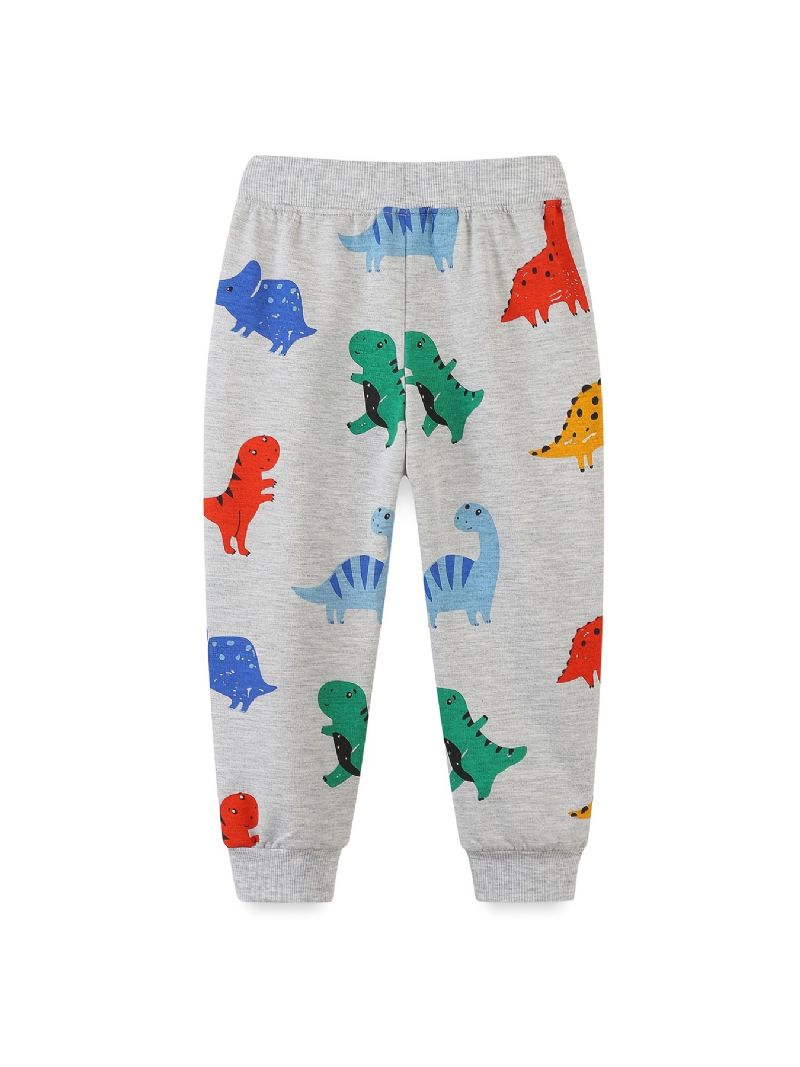 Baby Gutter Joggebukser Elastisk Midje Dinosaur Print Snøring Sport Jogger Bukser Barneklær