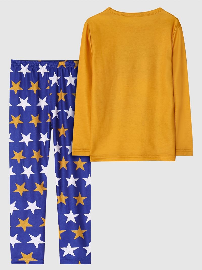 Barn Gutter Pyjamas Astronaut Print Rund Hals Langermet Topp & Buksesett