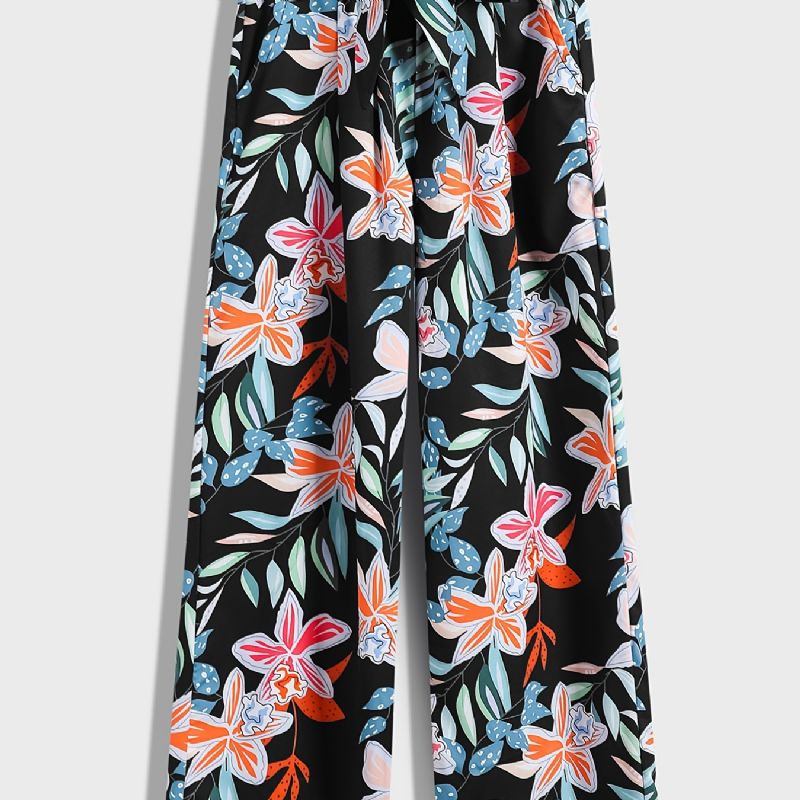 Barn Jenter Flower Print Wide Leg Bukser Løs Casual