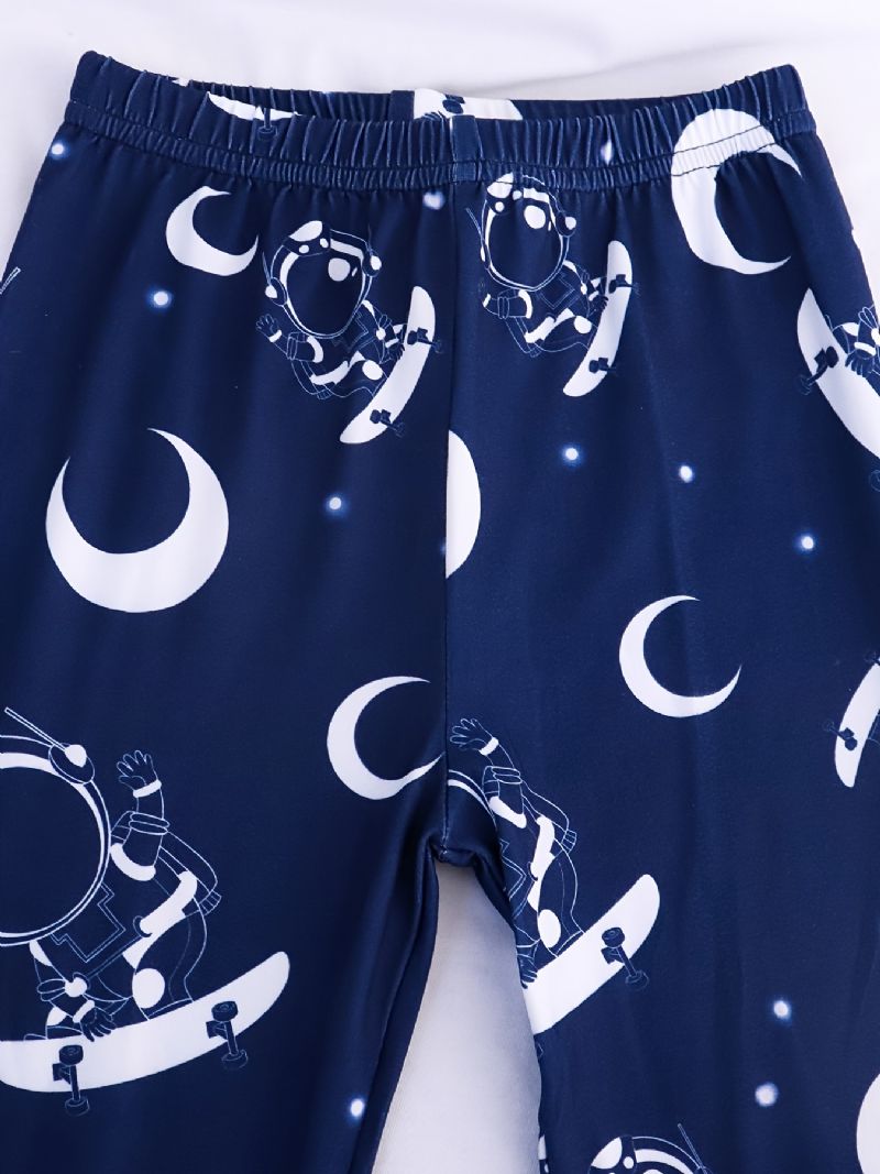 Guttens Pyjamas Moon Astronaut Print Rund Hals Langermet Topp Og Buksesett