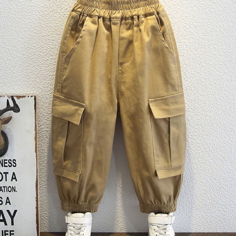 Guttens Solid Color Large Pocket Cargo Pants