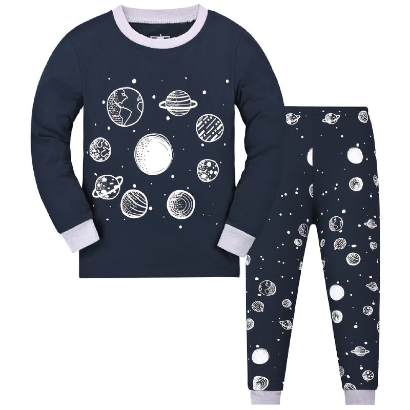 Guttens Space Print Pyjamas Set Langermede Buksesett