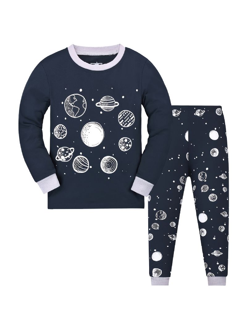 Guttens Space Print Pyjamas Set Langermede Buksesett