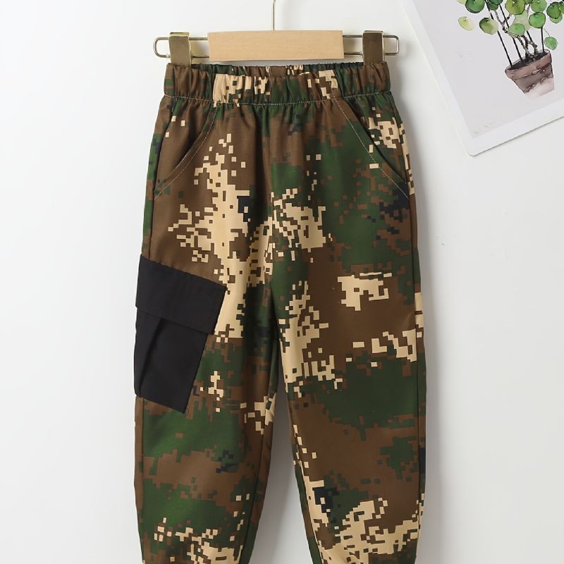 Gutter Casual Camo Joggebukse Elastisk Midje For Barn Sport Joggerbukser