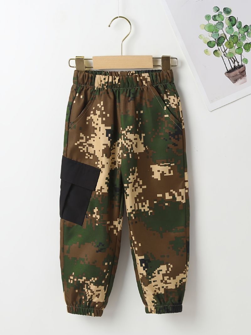 Gutter Casual Camo Joggebukse Elastisk Midje For Barn Sport Joggerbukser