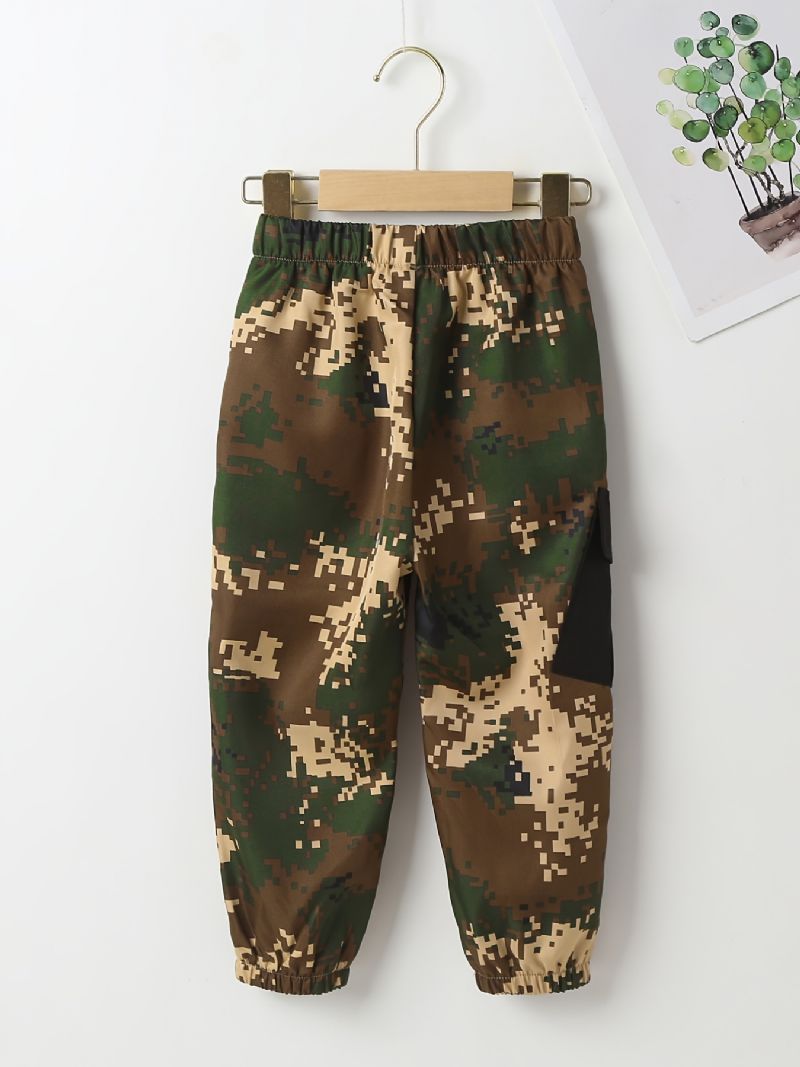 Gutter Casual Camo Joggebukse Elastisk Midje For Barn Sport Joggerbukser