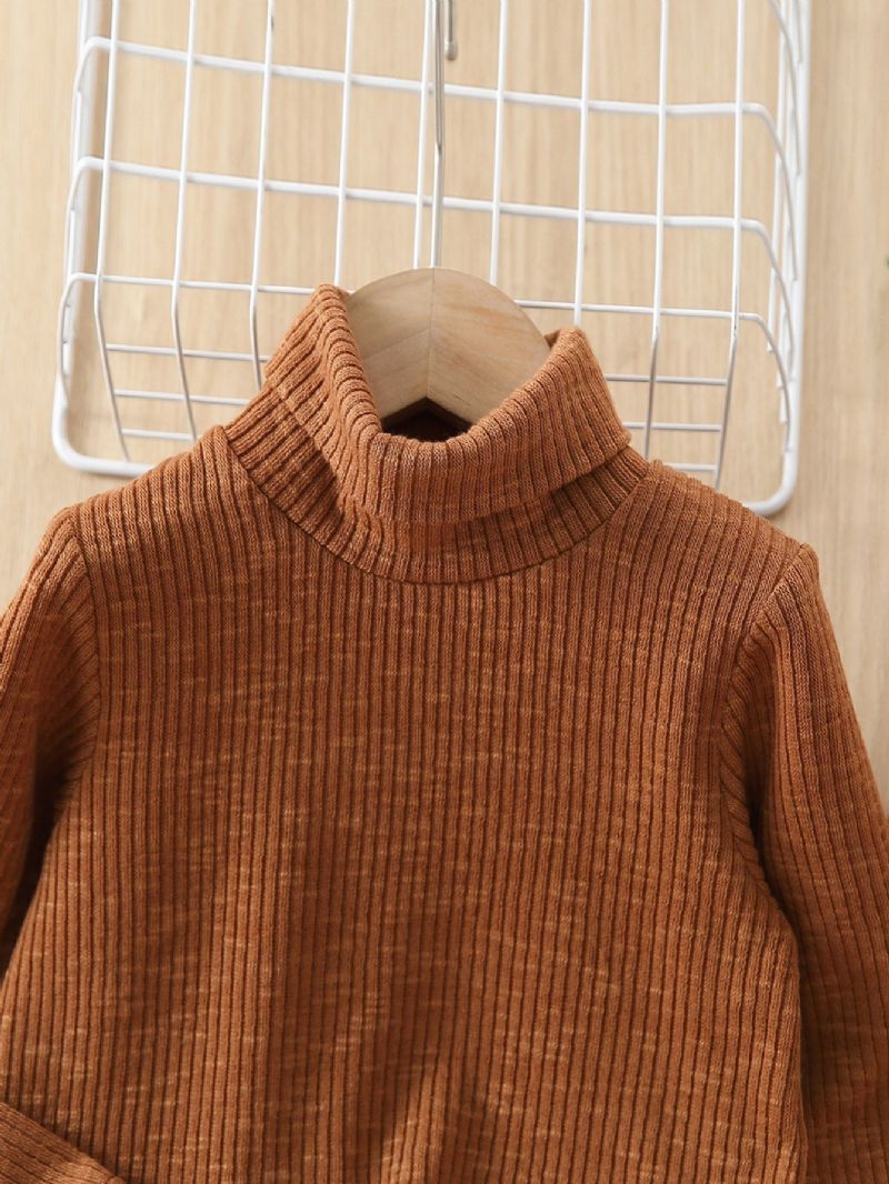 Gutter Casual Strikket Thermal Turtleneck Genser Og Bukser Til Vinter