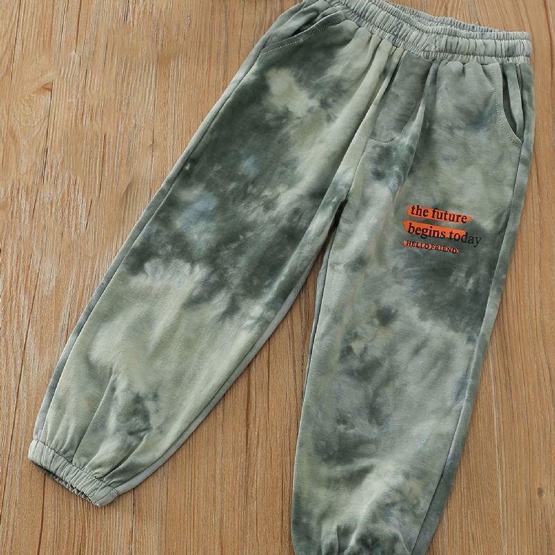 Gutter Casual Tie Dye Joggebukser Aktive Bukser Med Fremtiden Begynner I Dag Print For Winter Outdoor