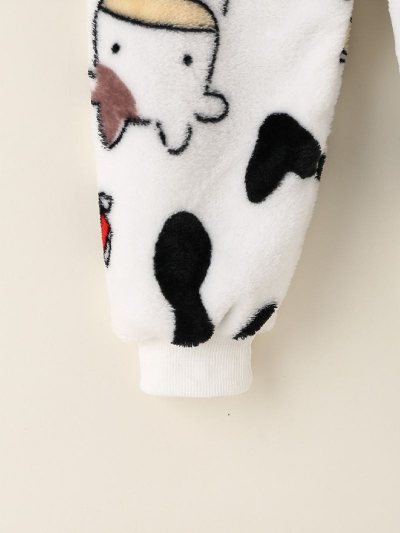 Gutter Cow Print Langermet & Bukser Set Lounge Wear Homewear Barneklær Til Vinteren