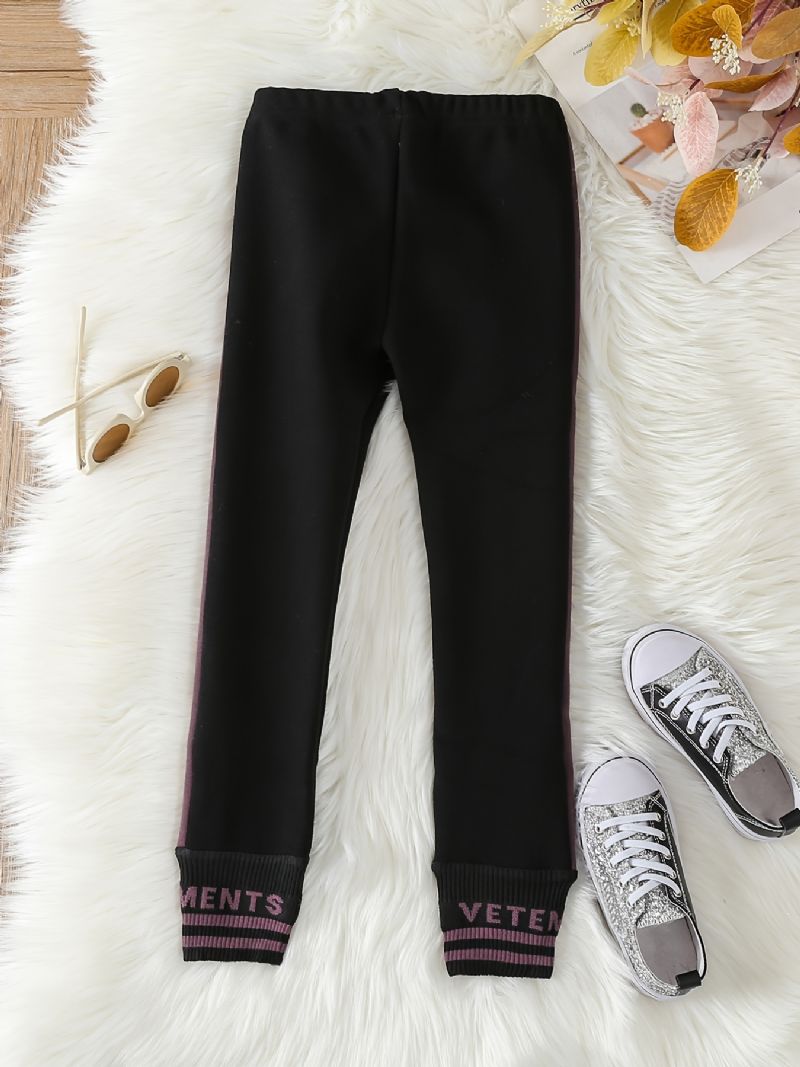 Jenter Preppy Style Side Striped Jogger Bukser Med Letter Print Barneklær