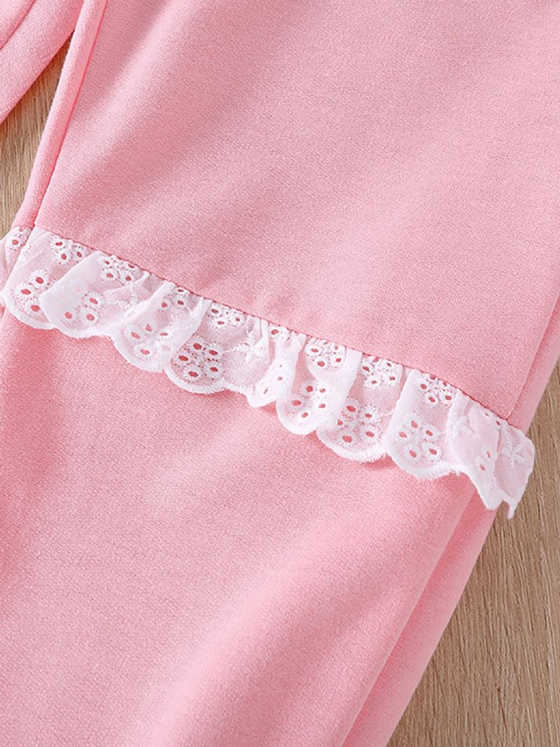 Småbarn Barn Jenter Solid Langermet Ruffle Top+ Bukser