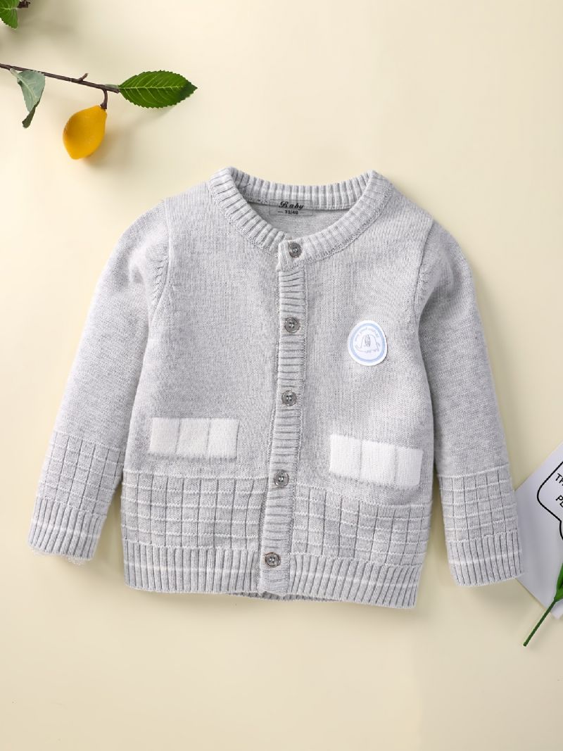 Baby Gutter Jenter Strikk Cardigan Crewneck Termisk Genser Til Vinter Babyklær