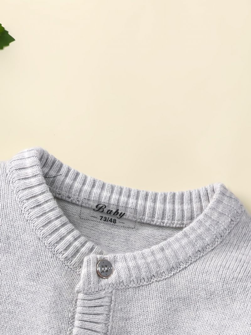 Baby Gutter Jenter Strikk Cardigan Crewneck Termisk Genser Til Vinter Babyklær