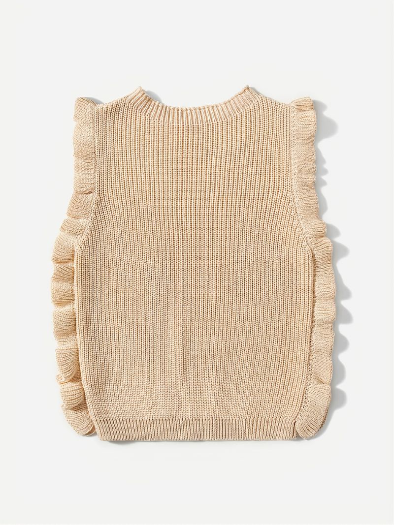 Baby Jenter Ermeløs Rund Hals Solid Vest Genser