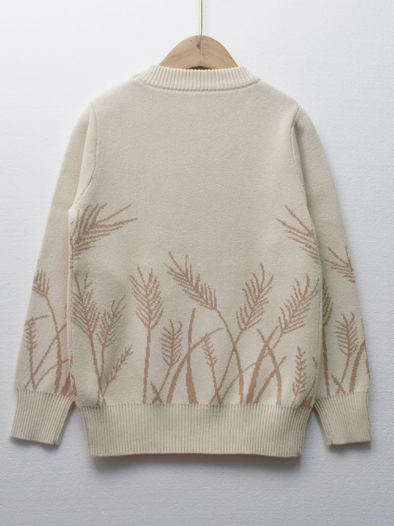 Gutter Ears Of Wheat Print Genser Rund Hals Langermet Strikket Pullover Barneklær