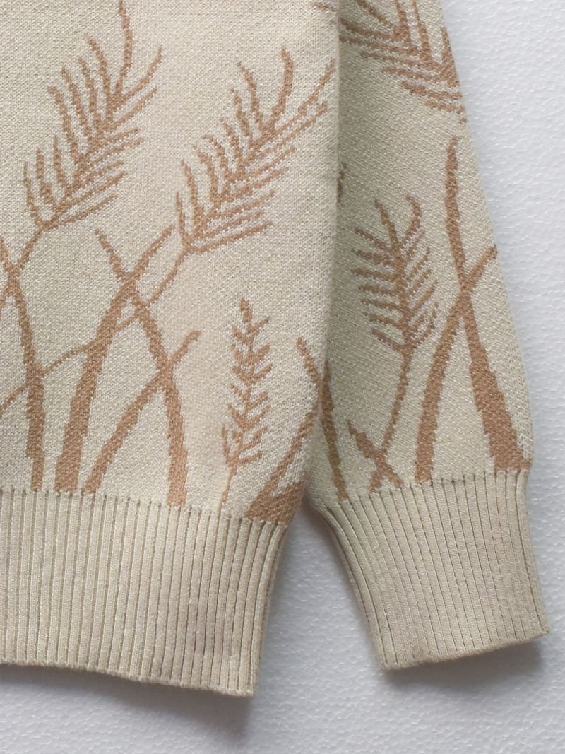 Gutter Ears Of Wheat Print Genser Rund Hals Langermet Strikket Pullover Barneklær