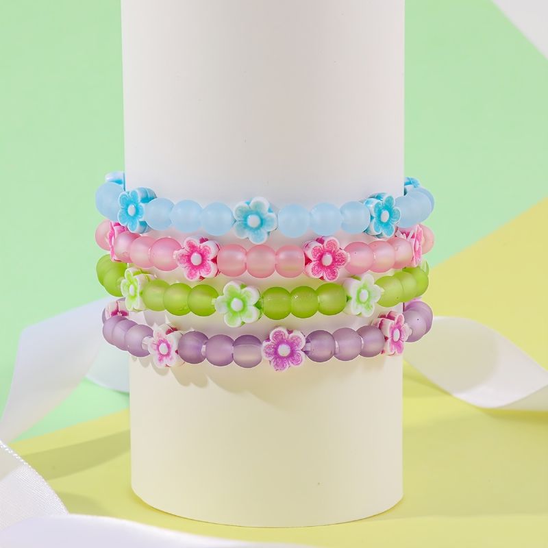 1 Stk Makersland Tenåringer Barn Jenter Gave Lyst Fargerikt Frosted Bead Armbånd Til Hverdagsfest