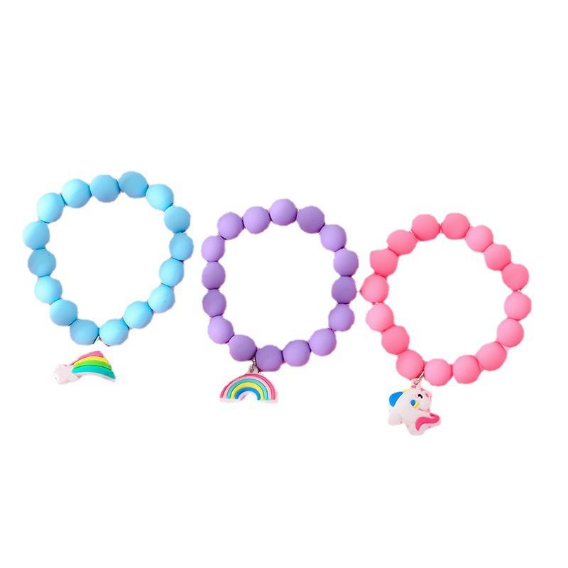 3 Stk Rainbow Unicorn Solid Soft Beads Barnearmbånd