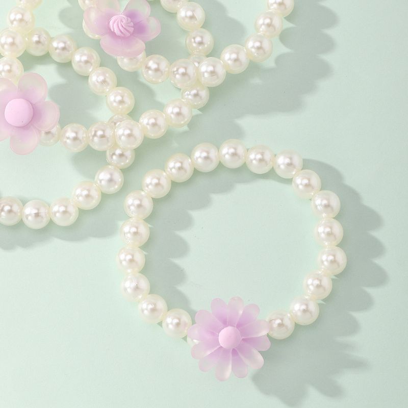 4 Stk Faux Pearl Floral Armbånd For Baby Jenter Småbarn Barn