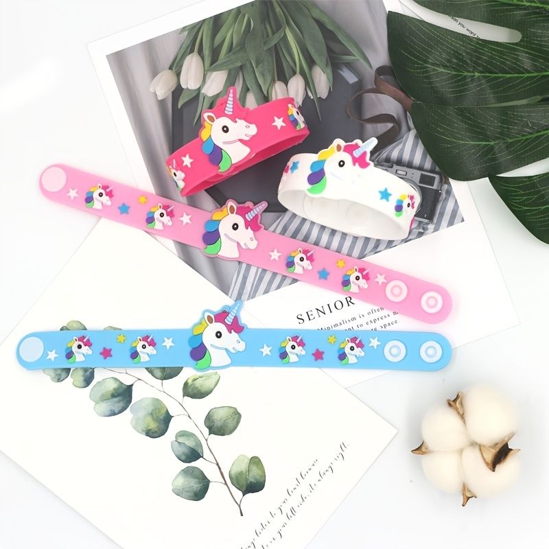 4 Stk / Pakke Ny Unicorn Pvc Myk Gummiarmbånd Til Barn Tegneserie Smykker Gaver