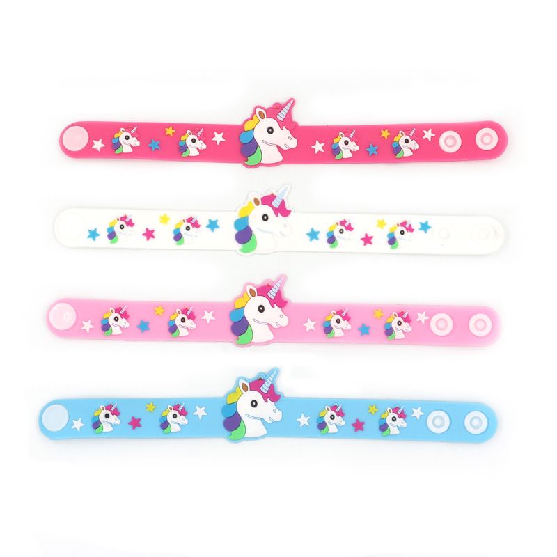 4 Stk / Pakke Ny Unicorn Pvc Myk Gummiarmbånd Til Barn Tegneserie Smykker Gaver