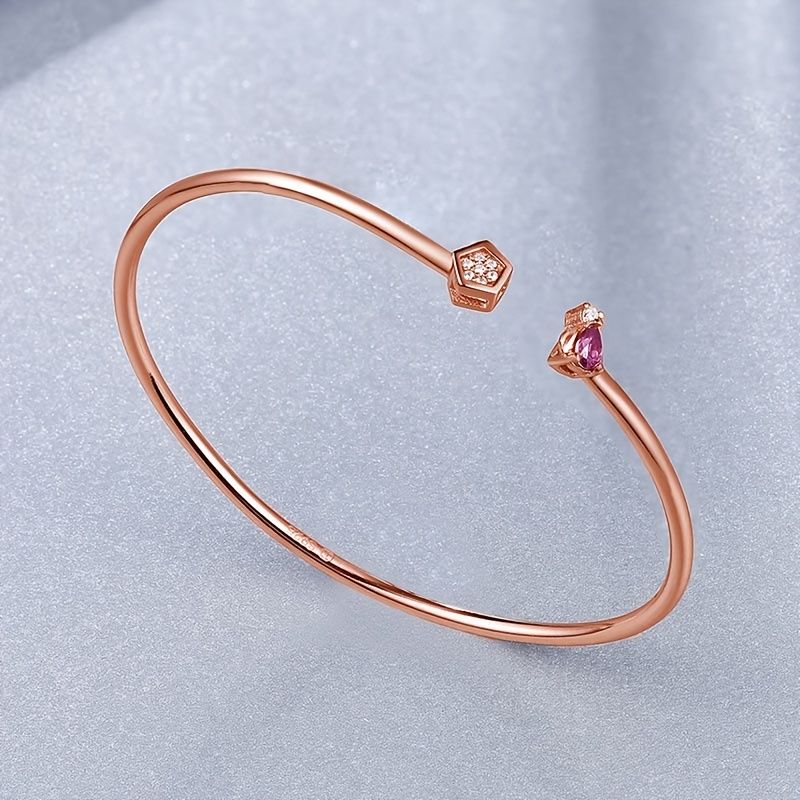 7 Grader 925 Sterling Sølv Rose Gyldent Armbånd Åpen Mansjett Charms Smykker Gave Bursdagsgaver Til Kvinner Kone Jenter Henne