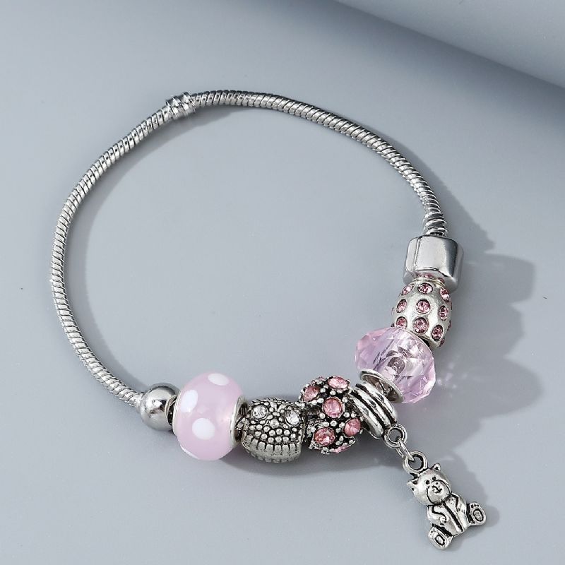 Beaded Bear Rhinestone Anheng Armbånd Legering Charms Smykker Gaver Til Tenåringsjenter Datter Søster Beste Venn Henne